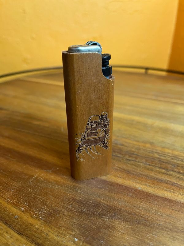 Wayne Carver Wooden Snowmobile Disposable Lighter Cover Sleeve