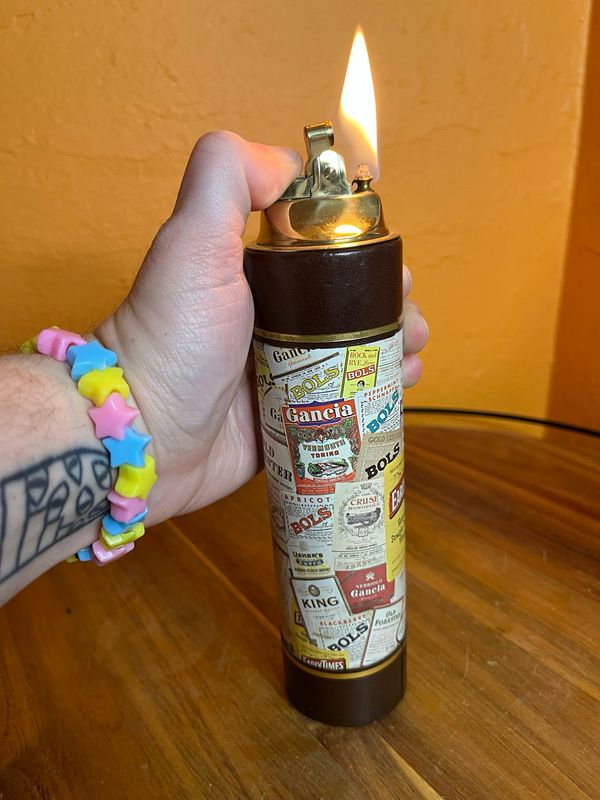 Liquor &amp; Spirits Brands Collage Tall Columnar Table Lighter