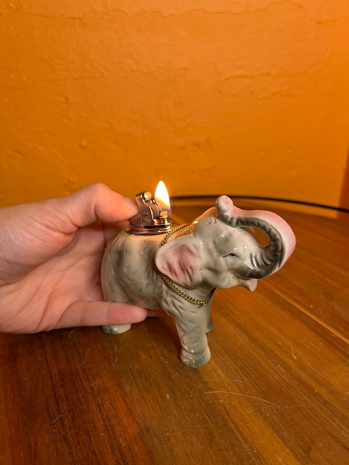 1963 Amico Imports GOP Elephant Ceramic Table Lighter