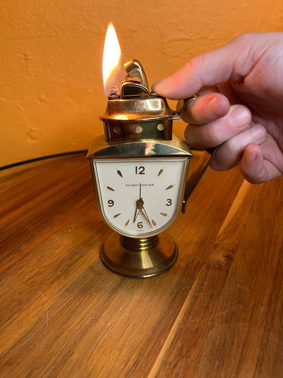 Phinney Walker Swiss Lantern Clock Table Lighter