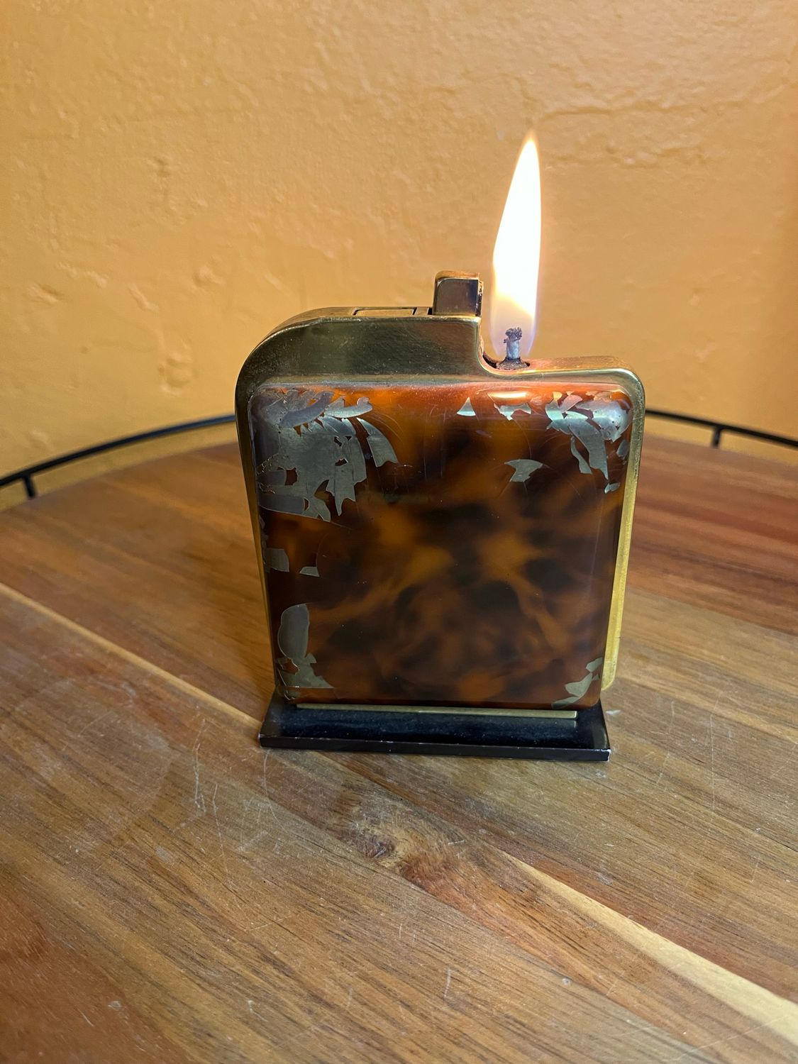 1949 Thorens Nuit De Lune Tortoiseshell Pattern Table Lighter