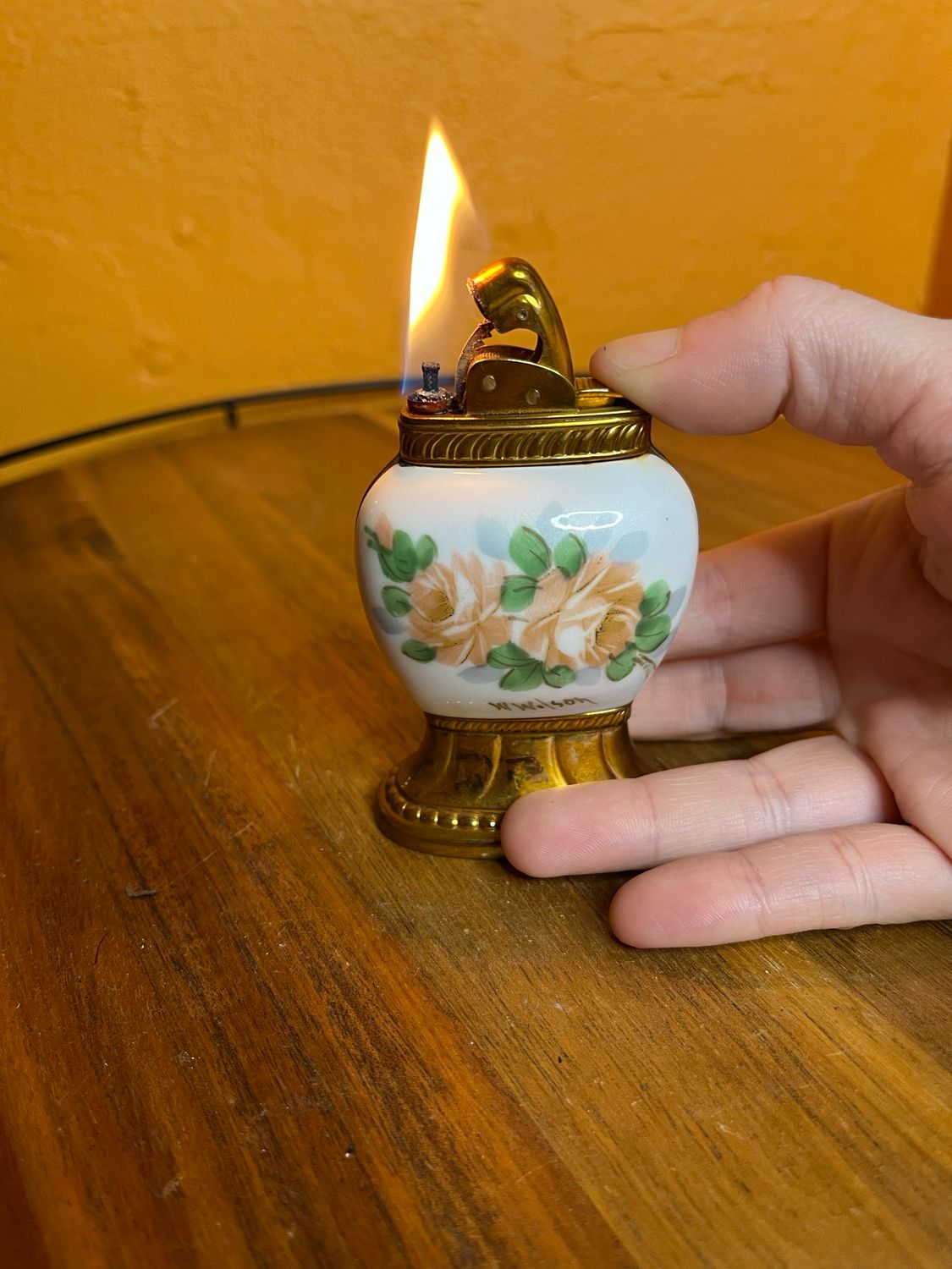 W Wilson For Evans Roses Floral Table Lighter