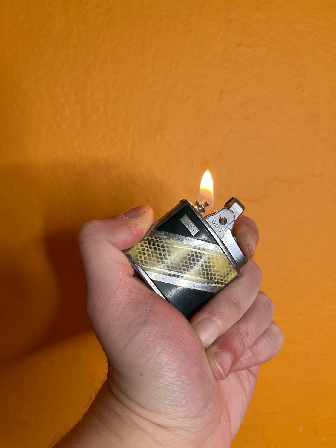 Green &amp; Snakeskin Art Deco Pattern Continental Brand Lighter