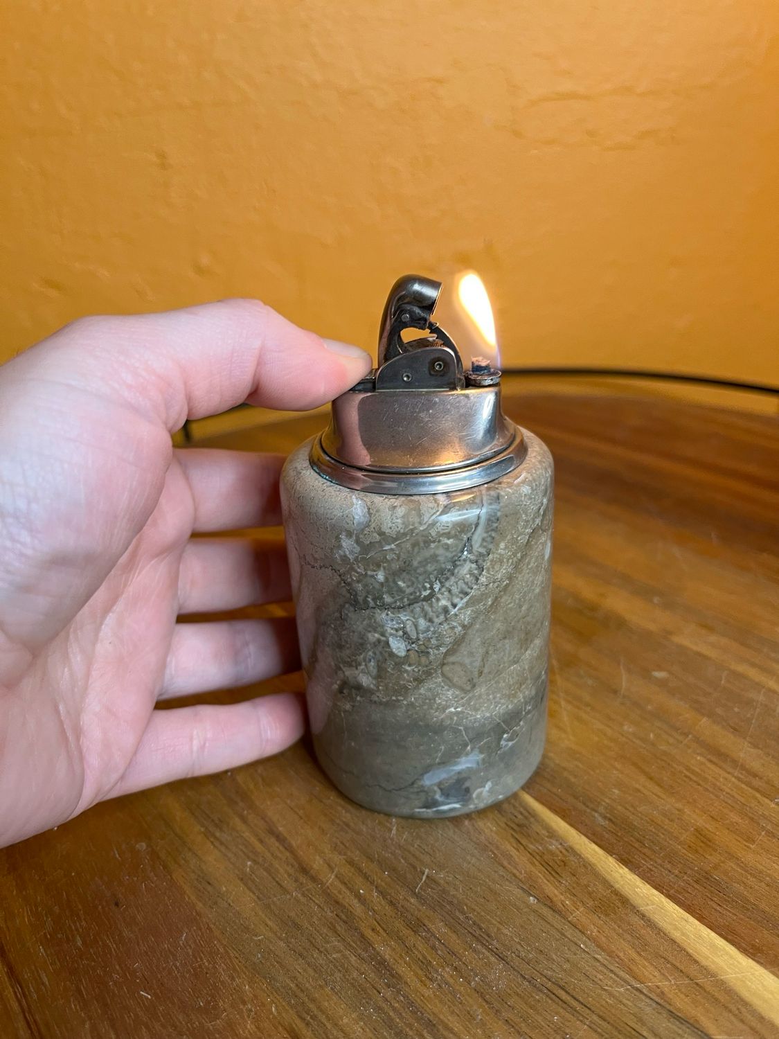 Grey Alabaster Marble Stone Table Lighter