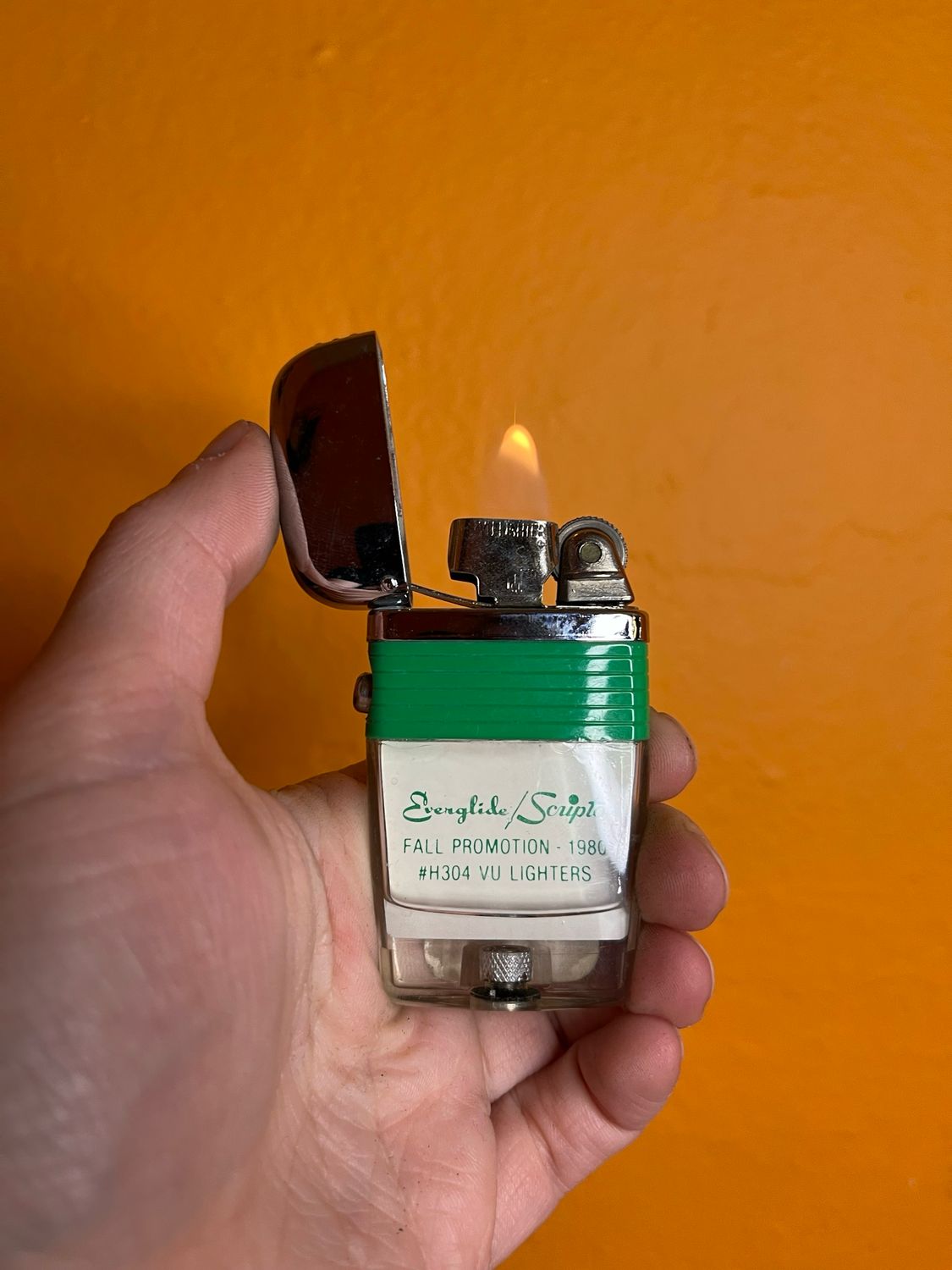 Everglide Scripto Fall Promotion 1980 Clear Tank Lighter