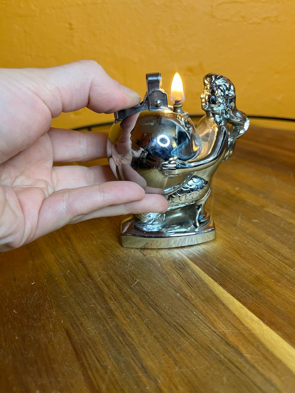 Mermaid Holding Globe Table Lighter