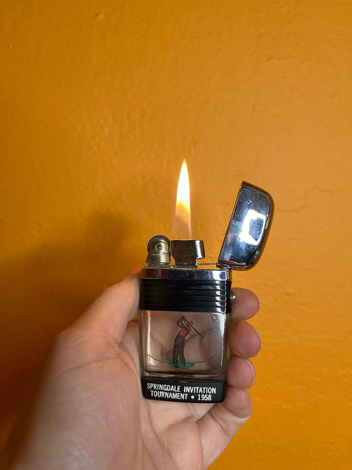 Springdale Invitation Golf Tournament 1958 Vu-Lighter By Scripto Clear Tank Lighter