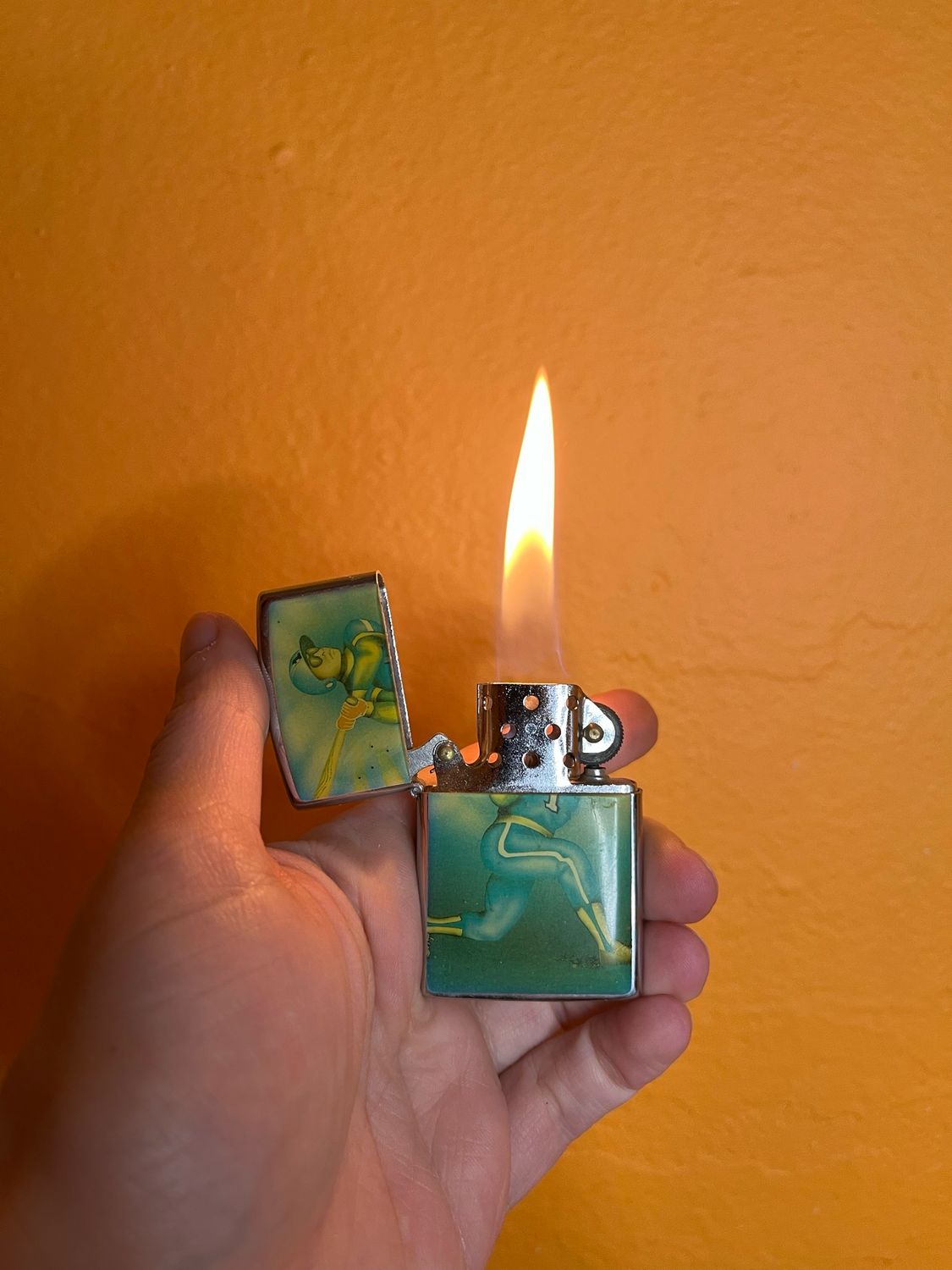 PII Baseball Player Flip Top Lighter