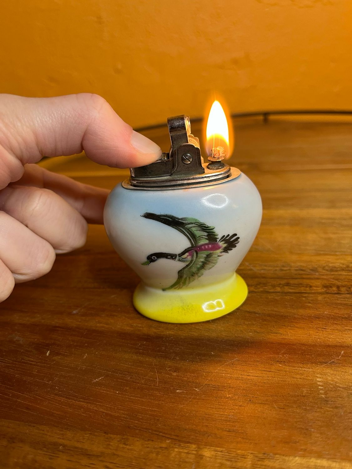 Handpainted Ducks Ceramic Table Lighter