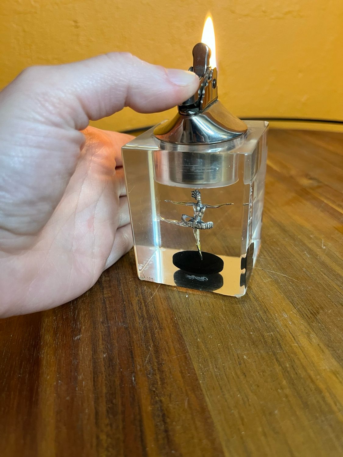 Clearfloat Sterling Silver Ballerina Lucite Table Lighter