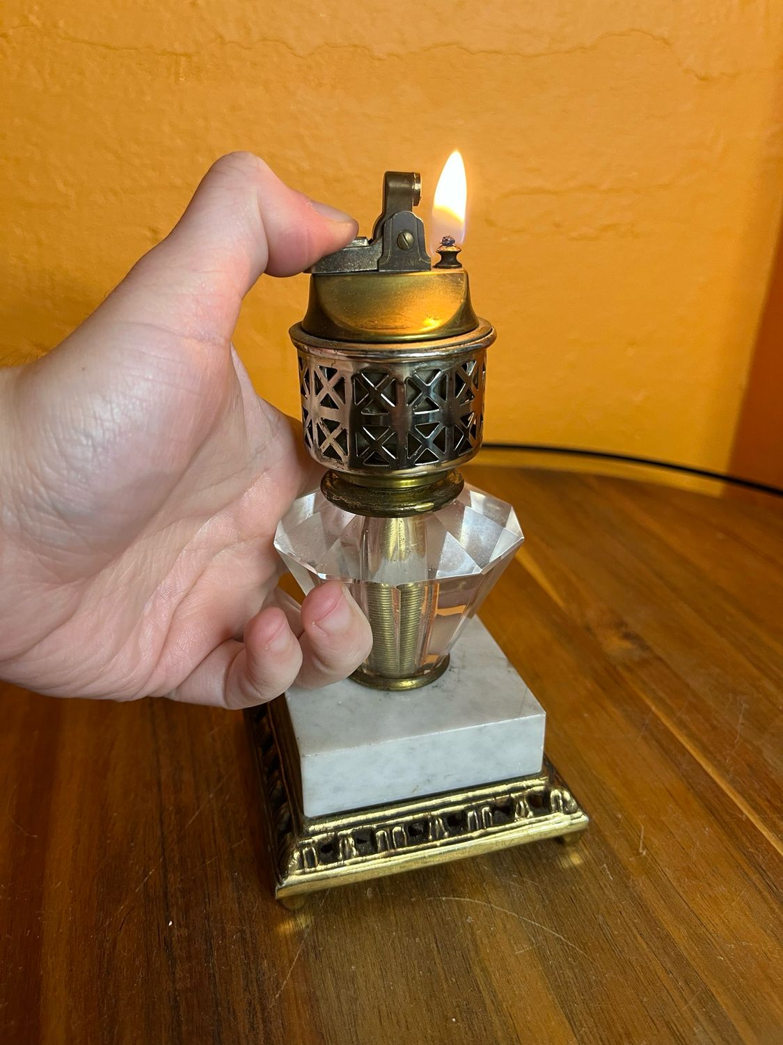 Marble &amp; Crystal Table Lighter