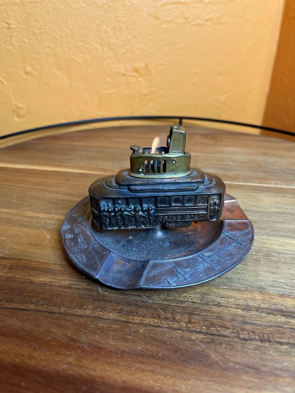 San Francisco Trolley Street Car Table Lighter Ashtray Souvenir Combo