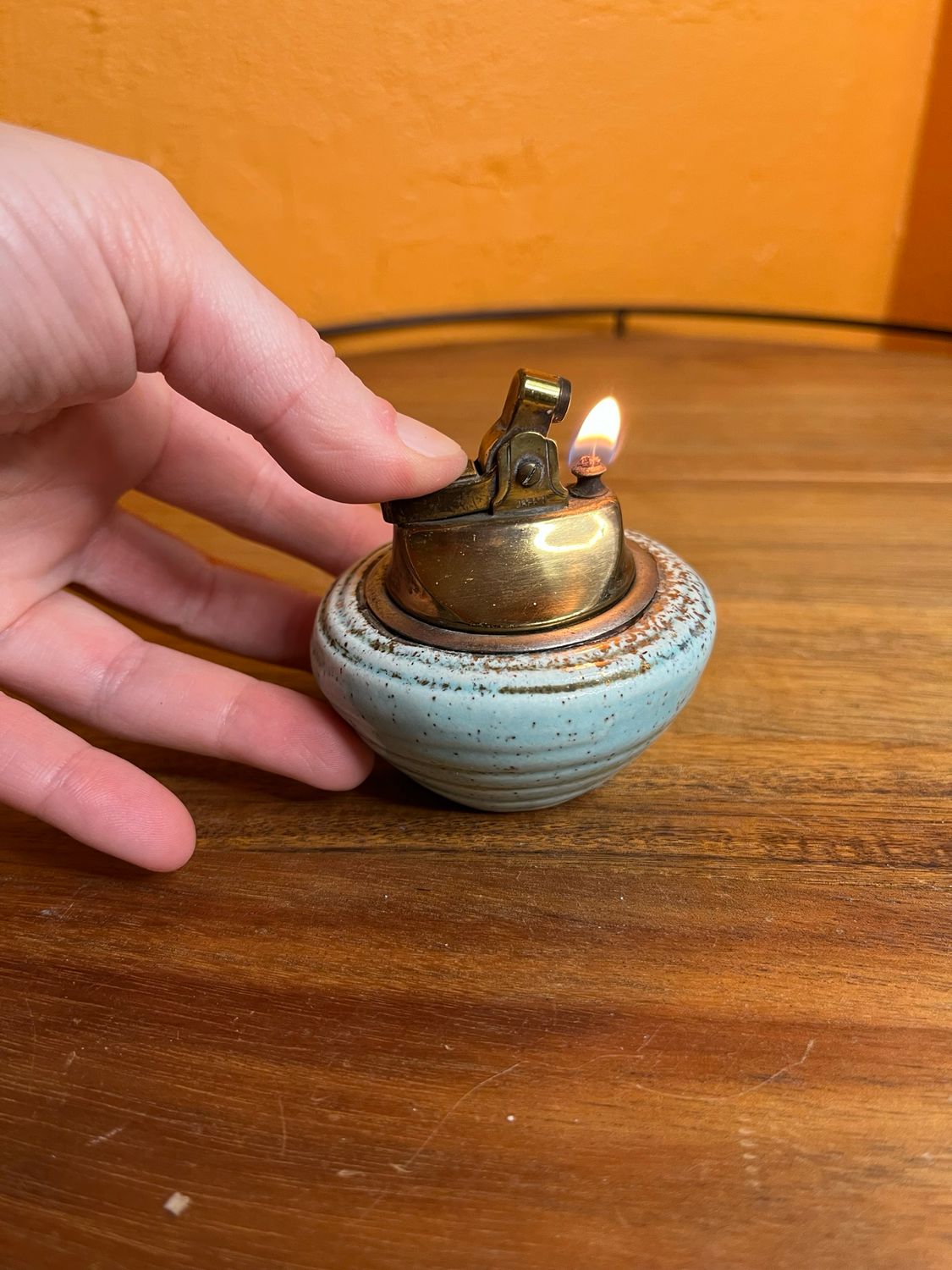 Small Blue Ceramic Table Lighter