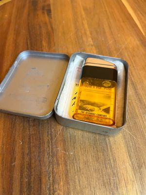 Ritepoint The Osborne Company Clifton NJ Photo Lighter Sample Clear Orange Tank Lighter With Tin