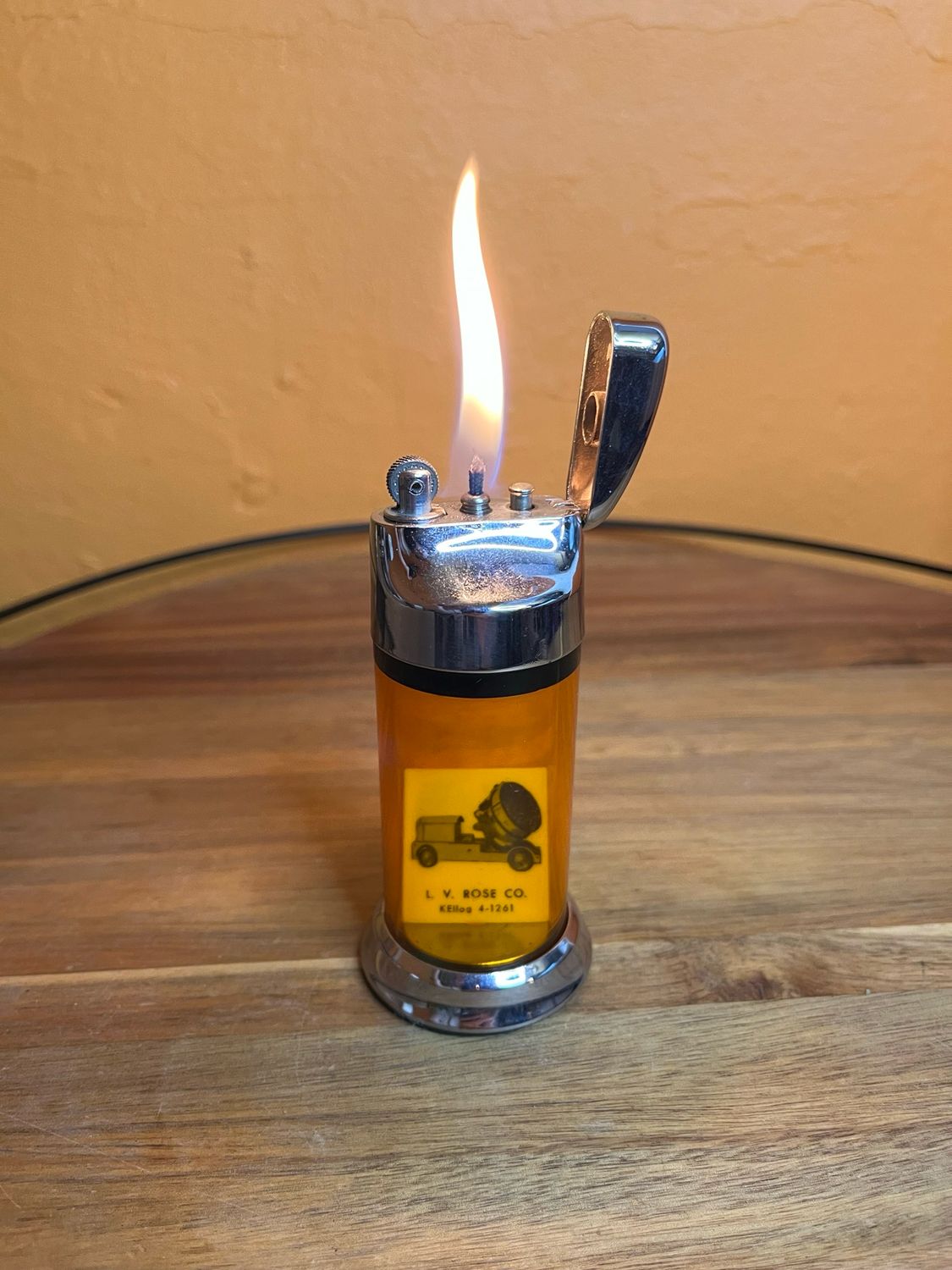 LV Rose Co Ritepoint Clear Orange Table Lighter