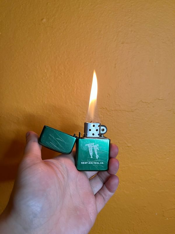 Scratched Kent Air Tool Co Park Brand Flip Top Lighter