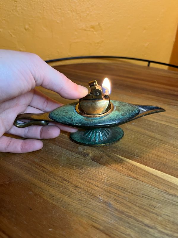 Green Patina Aladdin’s Lamp Table Lighter