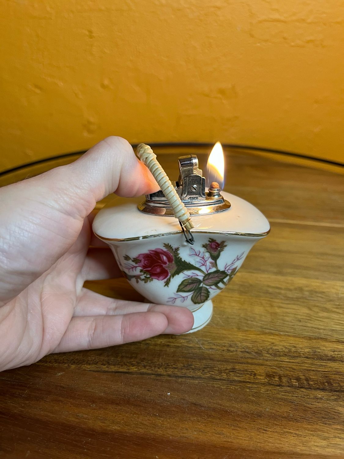 Basket Handle Floral Table Lighter