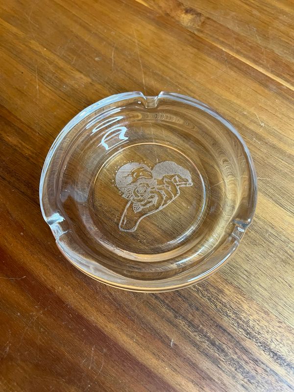 Curated Collection - Smoke N Roses Hand Etched Glass Ashtray