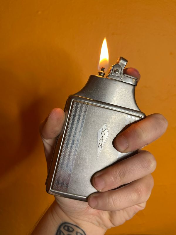 Customized ‘KAM’ Ronson Mastercase Cigarette Case Lighter