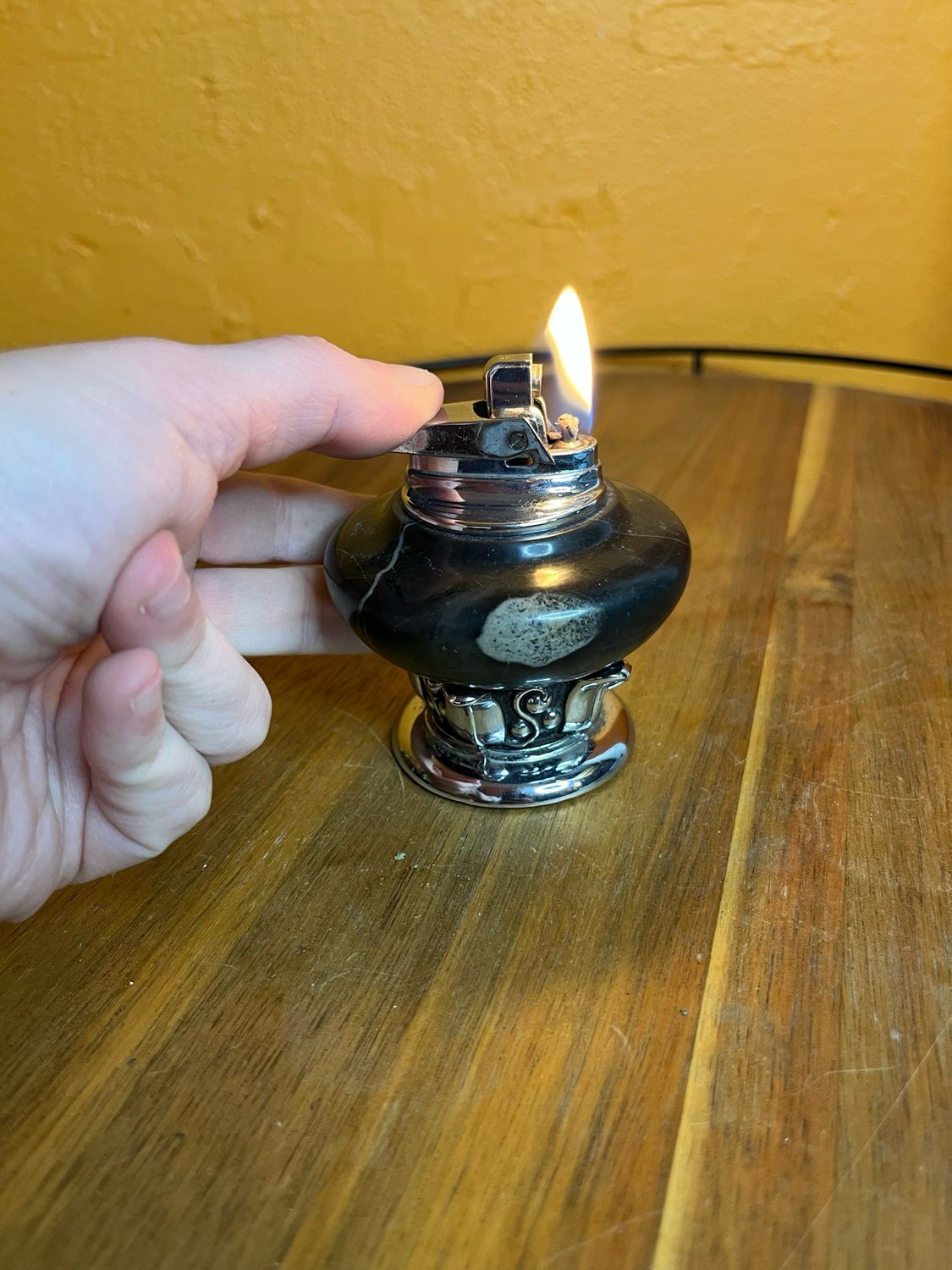 Ronson Black Marble Table Lighter