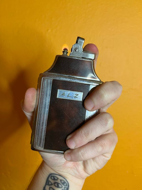 Customized ‘ALZ’ Ronson Mastercase Tortoise Pattern Cigarette Case Lighter