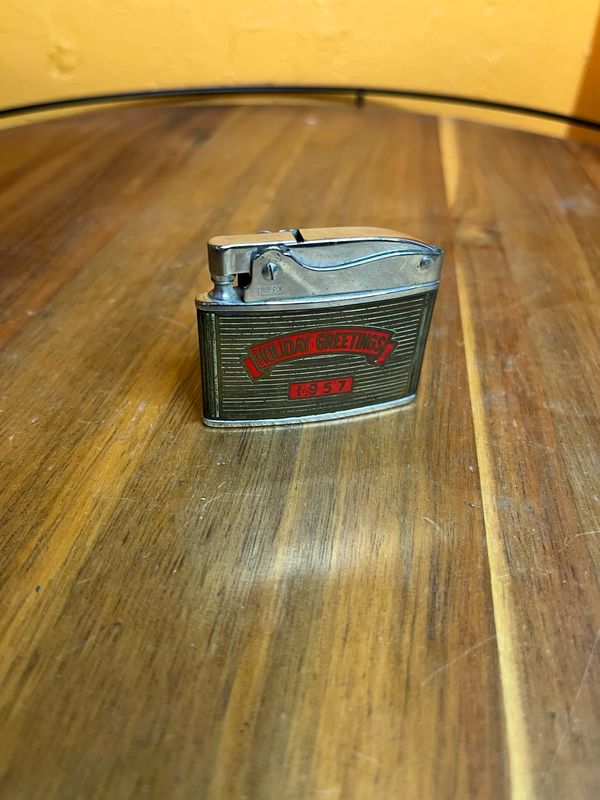 1957 Fuchu Airmen’s Club APO 925 Holiday Greetings Military Flat Lighter