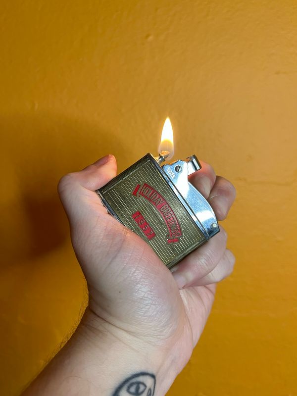 Fuchu Airmen’s Club APO 925 Holiday Greetings 1957 Flat Lighter