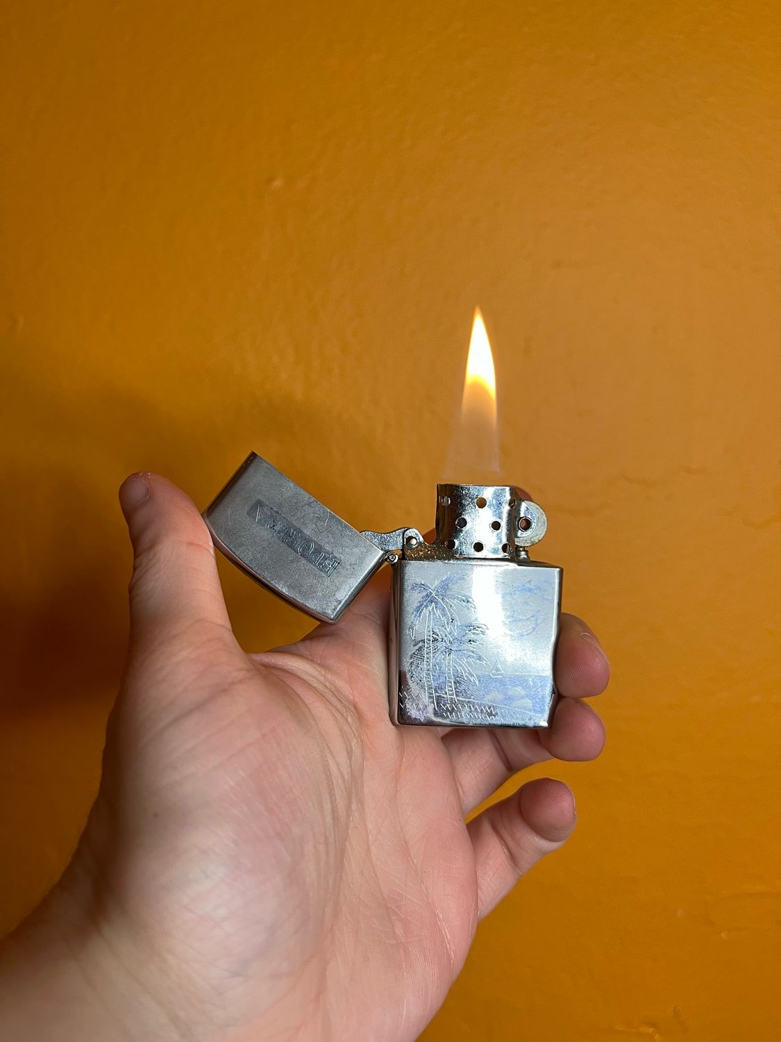 Scratched Florida Beach Souvenir Flip Top Lighter