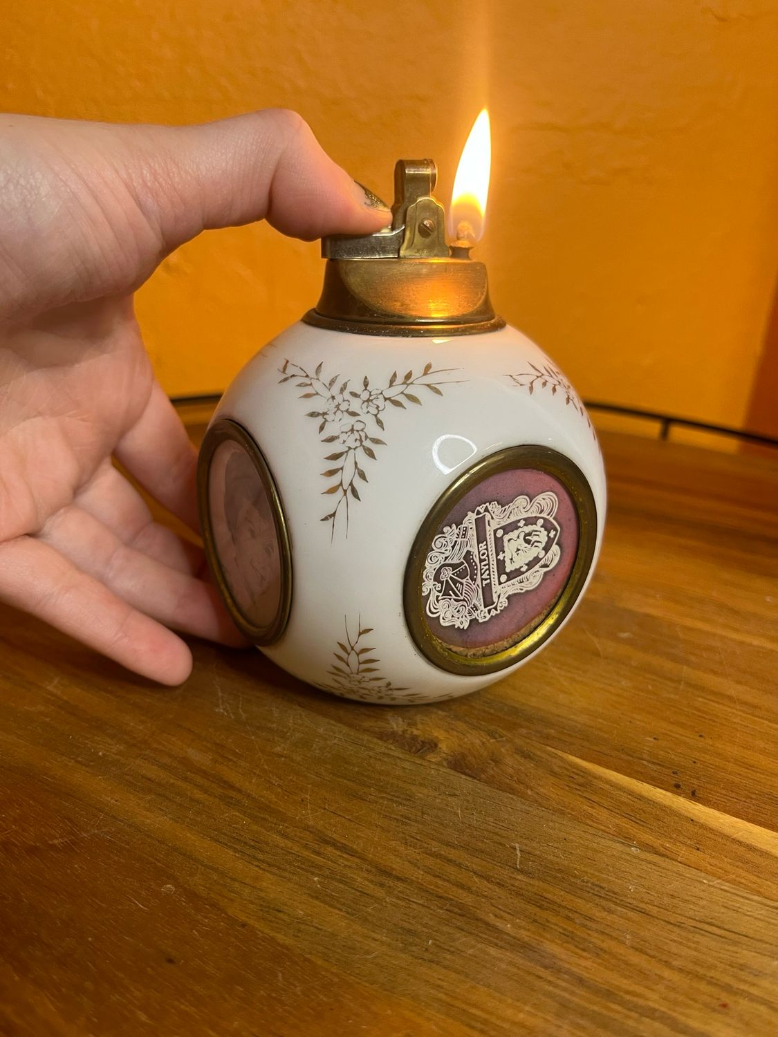 C Sadek Customized Taylor Family Crest &amp; Photos Table Lighter