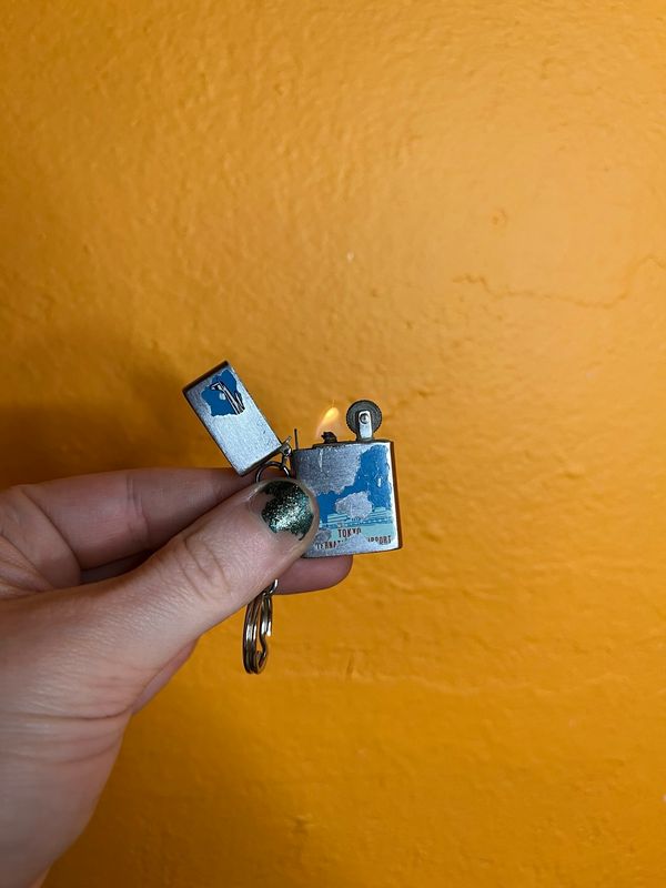 Worn Tokyo International Airport Flip Top Keychain Lighter