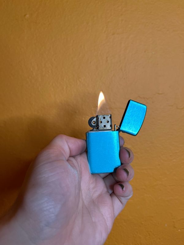 Sky Blue Park Brand Slim Flip Top Lighter