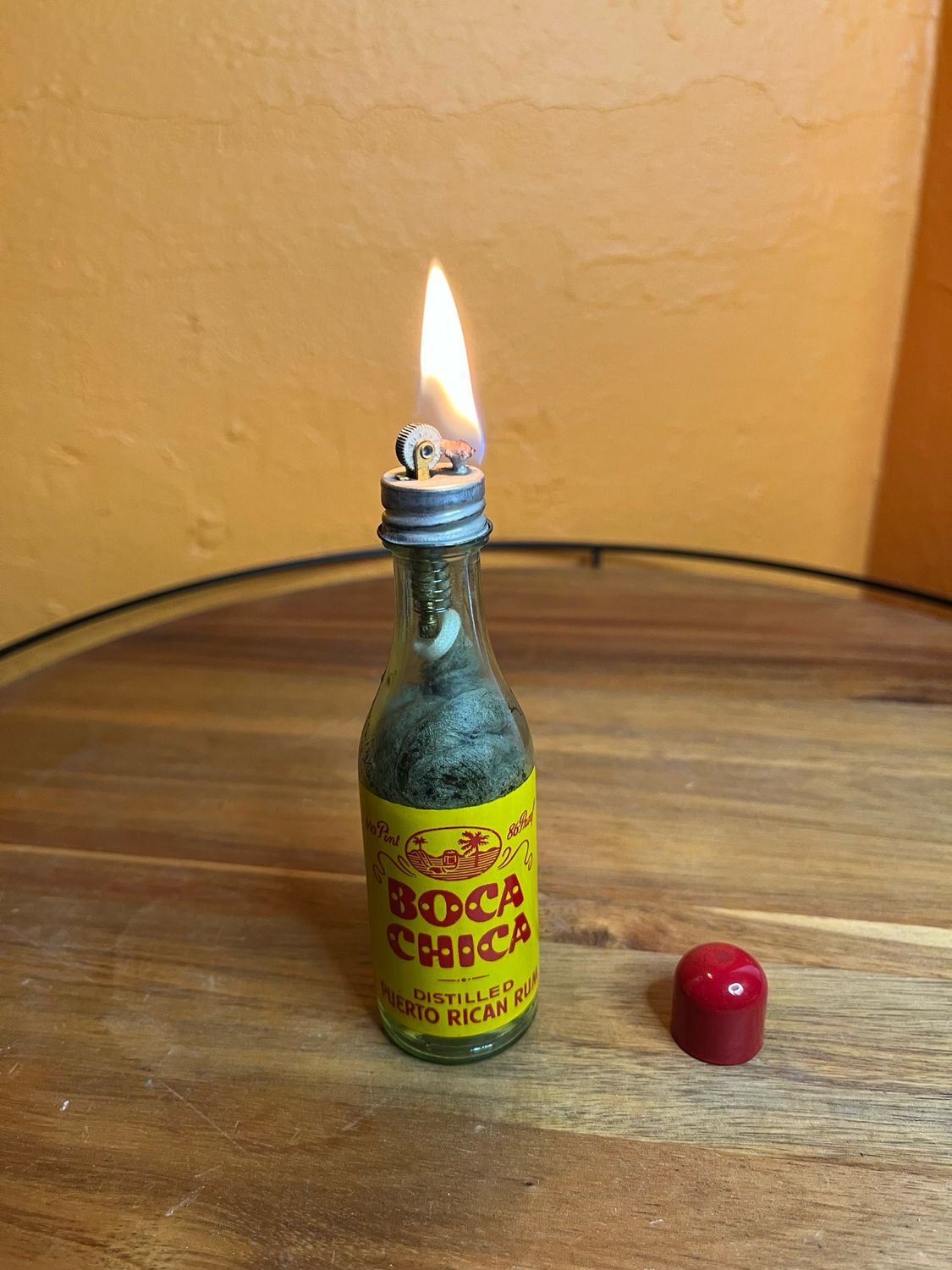Boca Chica Puerto Rican Rum Bottle Molotov Cocktail Table Lighter