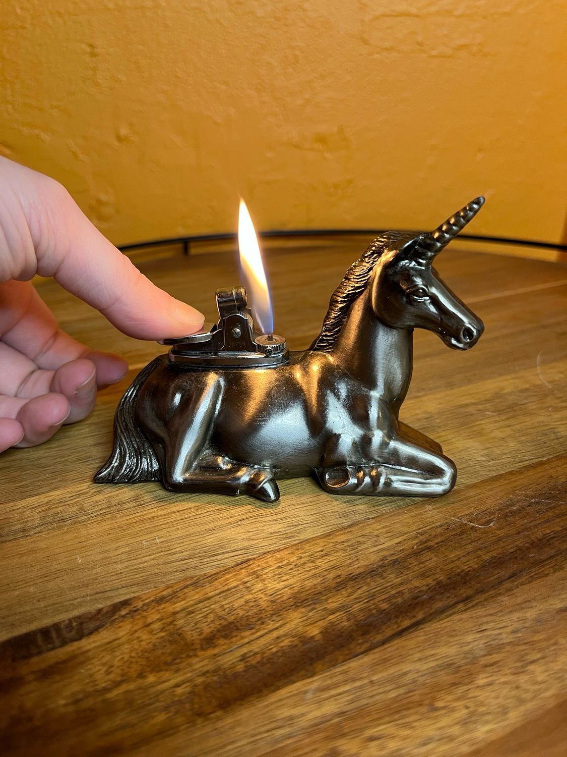 Laying Medieval Unicorn Table Lighter