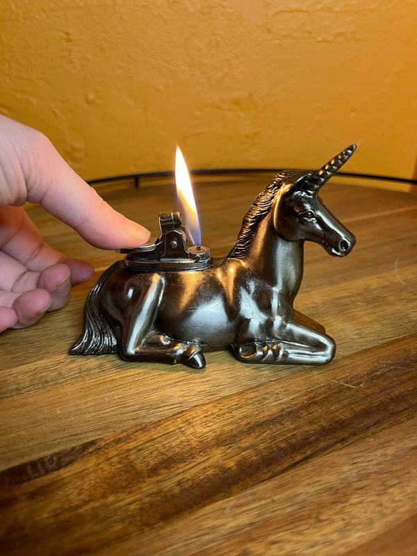 Laying Medieval Unicorn Table Lighter