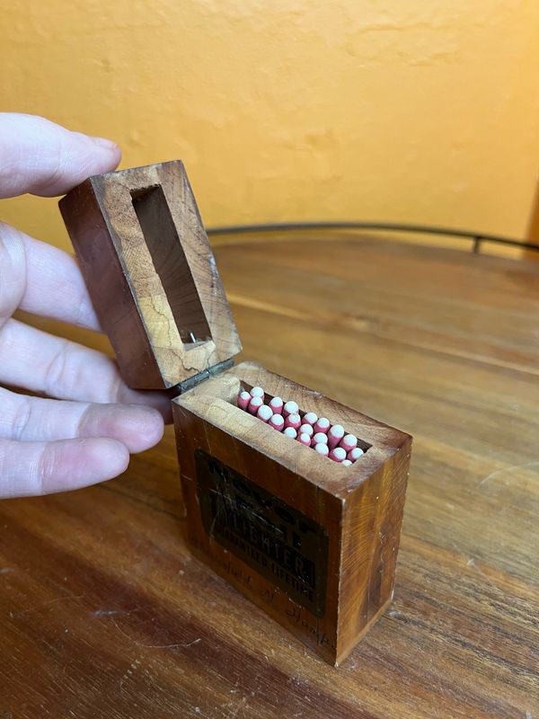 Wooden Never Fail Lighter Chesterfield NH Souvenir Match Safe