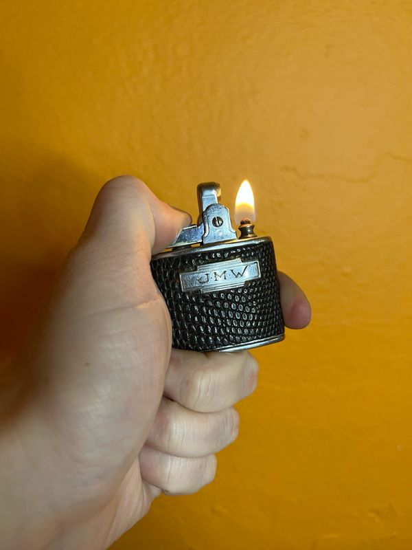 Customized ‘JMW’ Ronson Standard Leather Wrap Lighter