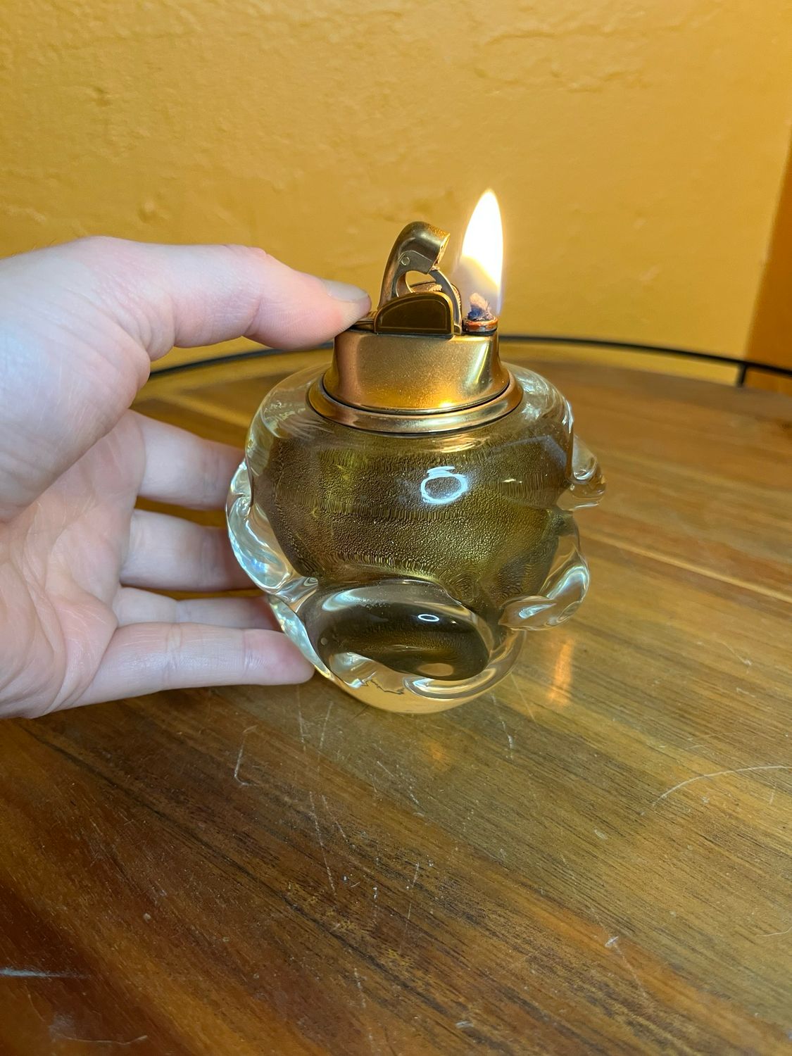 Golden Wave Glass Table Lighter