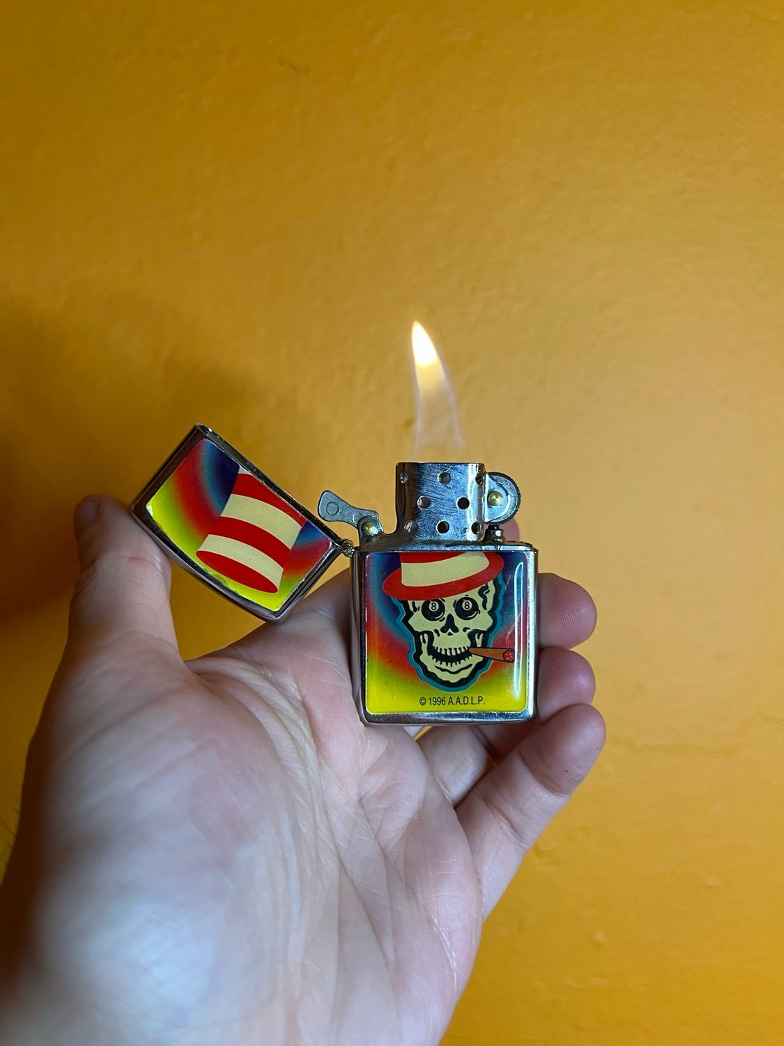 1996 AADLP Trippie Rave Skull Flip Top Lighter