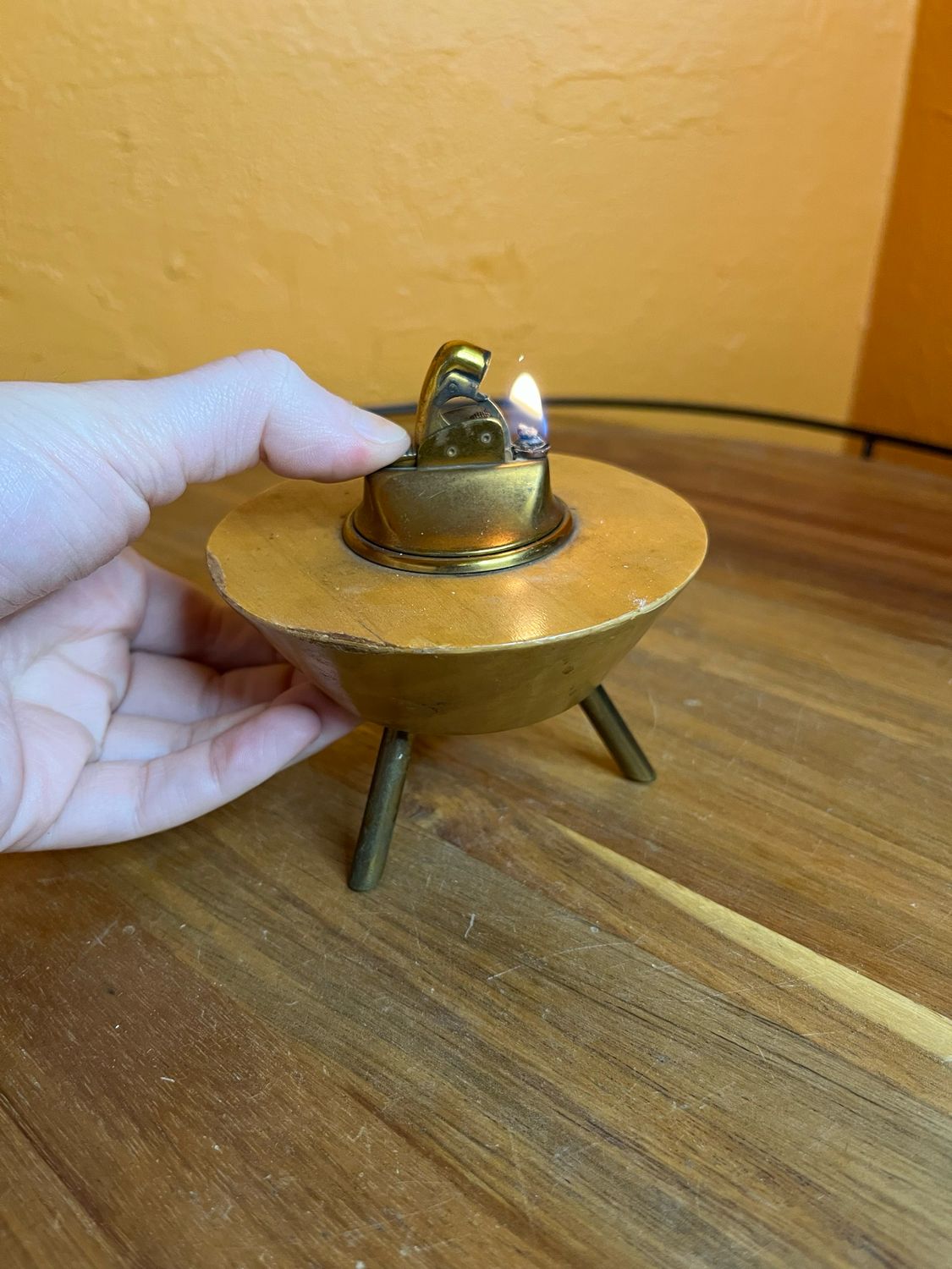 Wooden Tripod Table Lighter