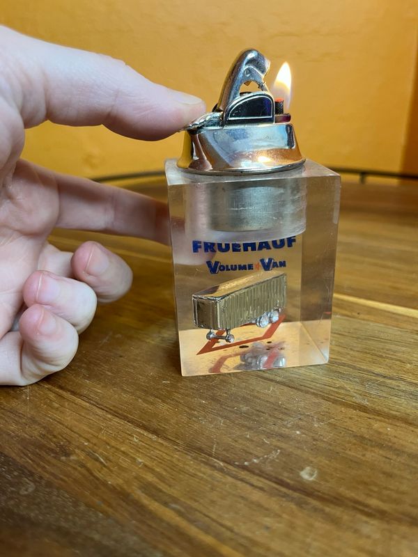 Fruehauf Volume Van Lucite Acrylic Cube Table Lighter