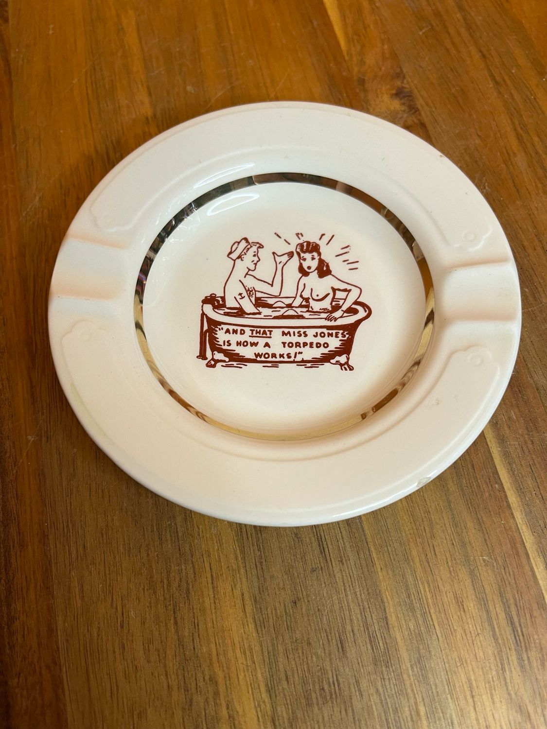Miss Jones’ Navy Torpedo Demo Pinup Adult Humor Ashtray