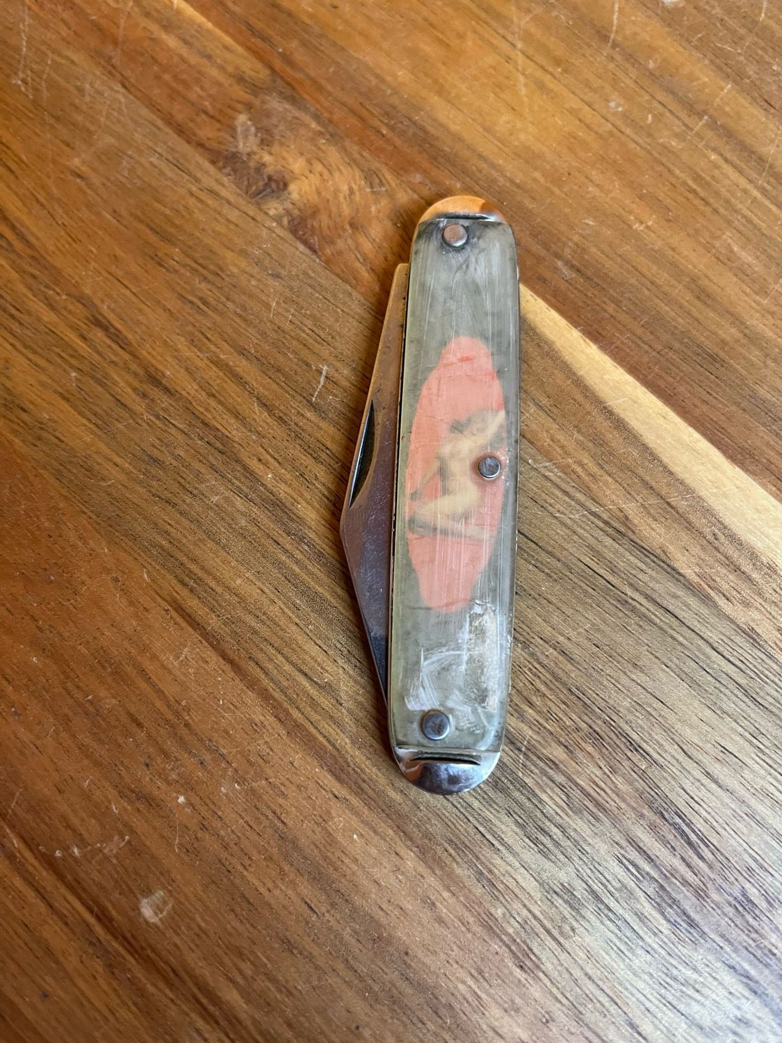 Faded Single Blade Folding Pinup Knife