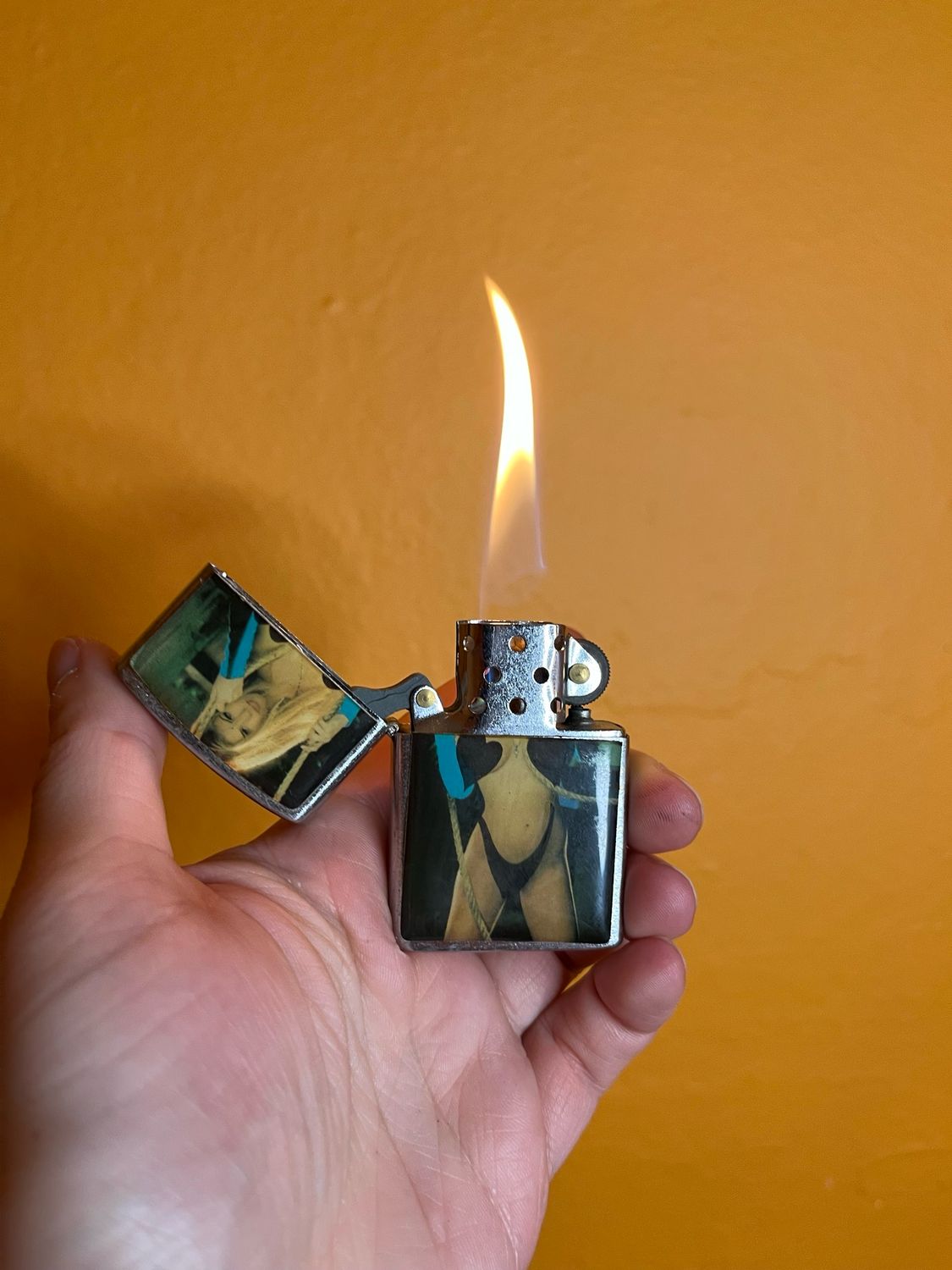 Censored Rope Bunny Pinup Flip Top Lighter