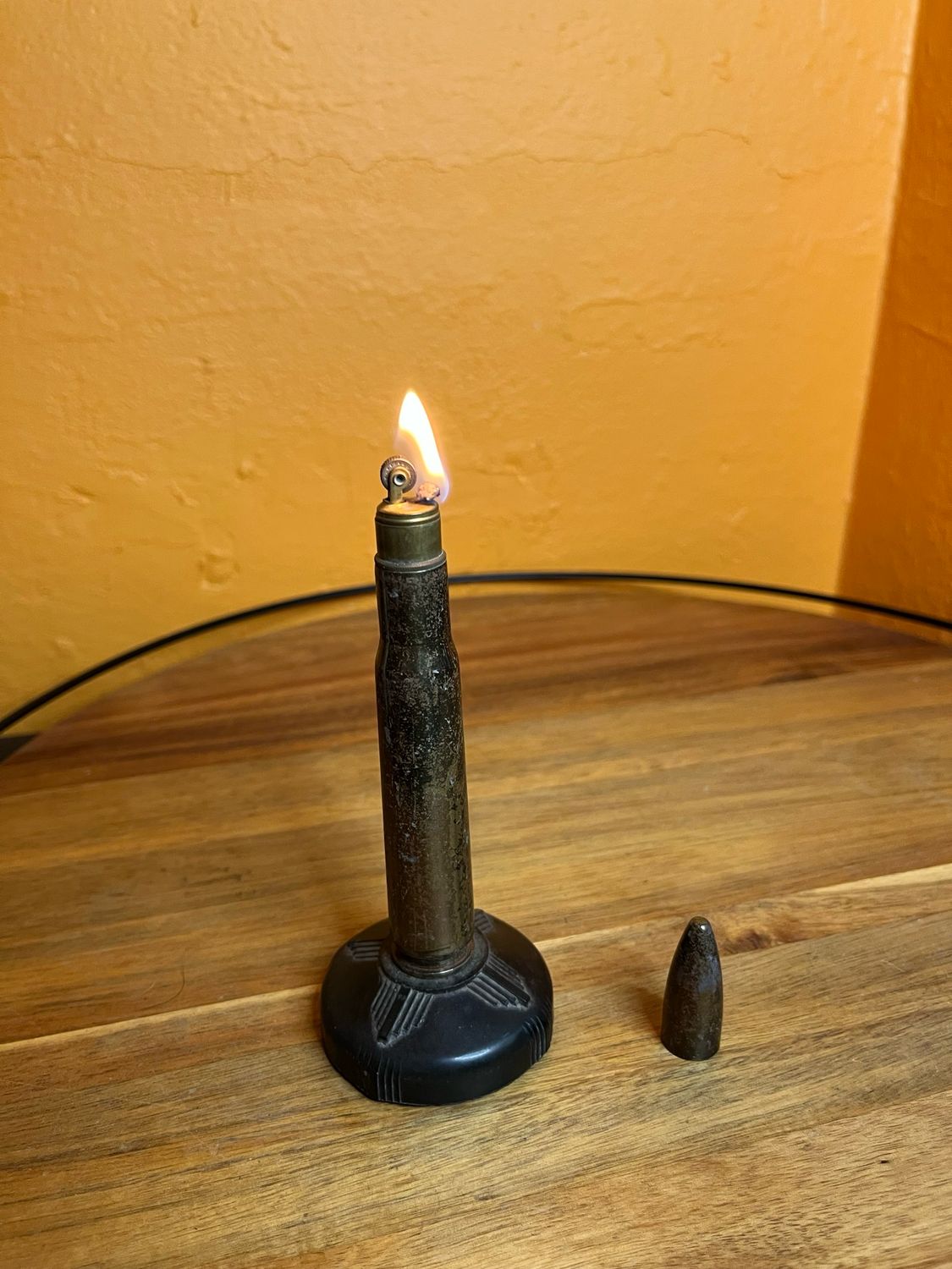 Antiqued .50 Cal Ammo Table Lighter