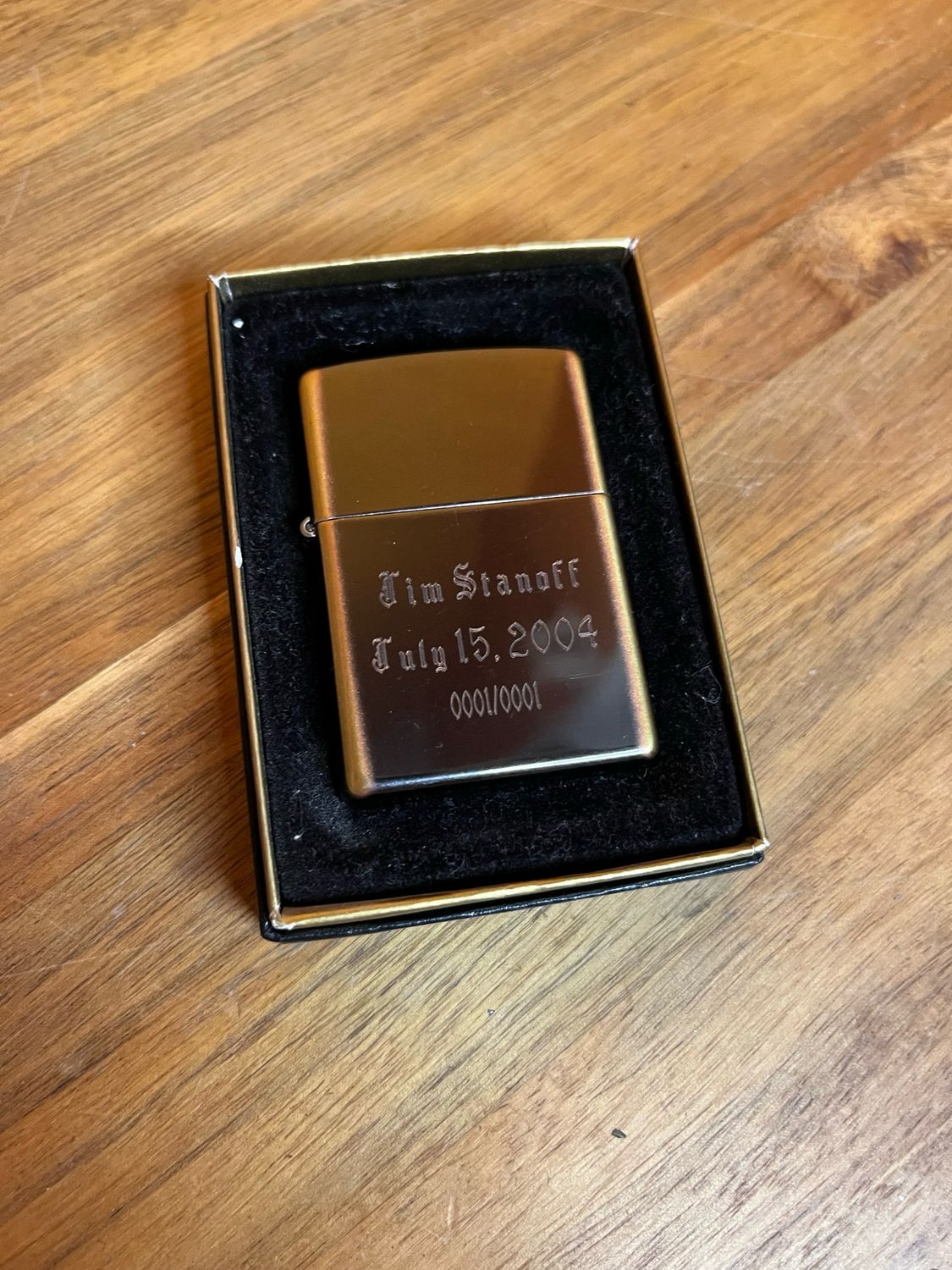 2003 Customized Tim Stanoff July 15 2004 Sealed Unstruck Zippo Lighter