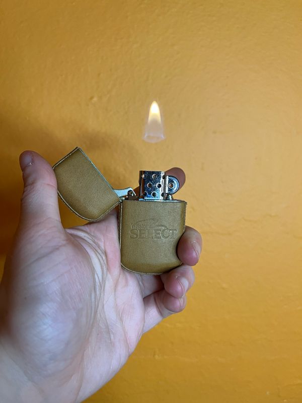 Winston Select Leather Cover Flip Top Lighter