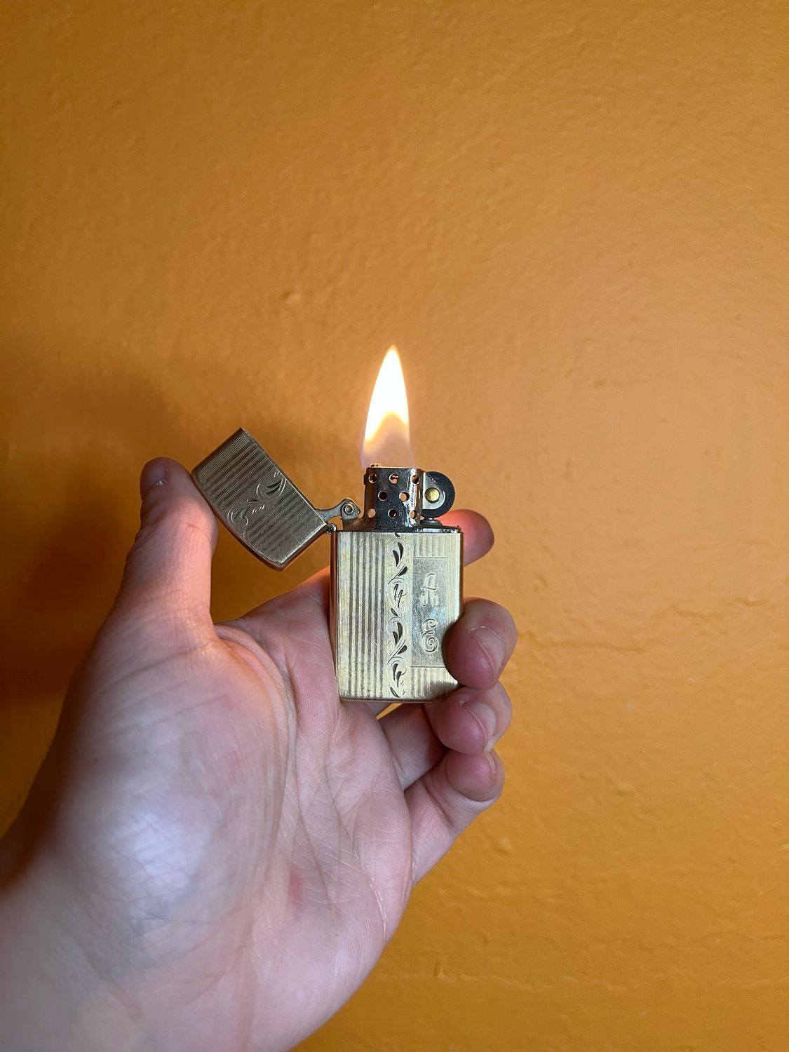 Customized ‘AE’ 10K Gold Fill Zippo Slim Lighter