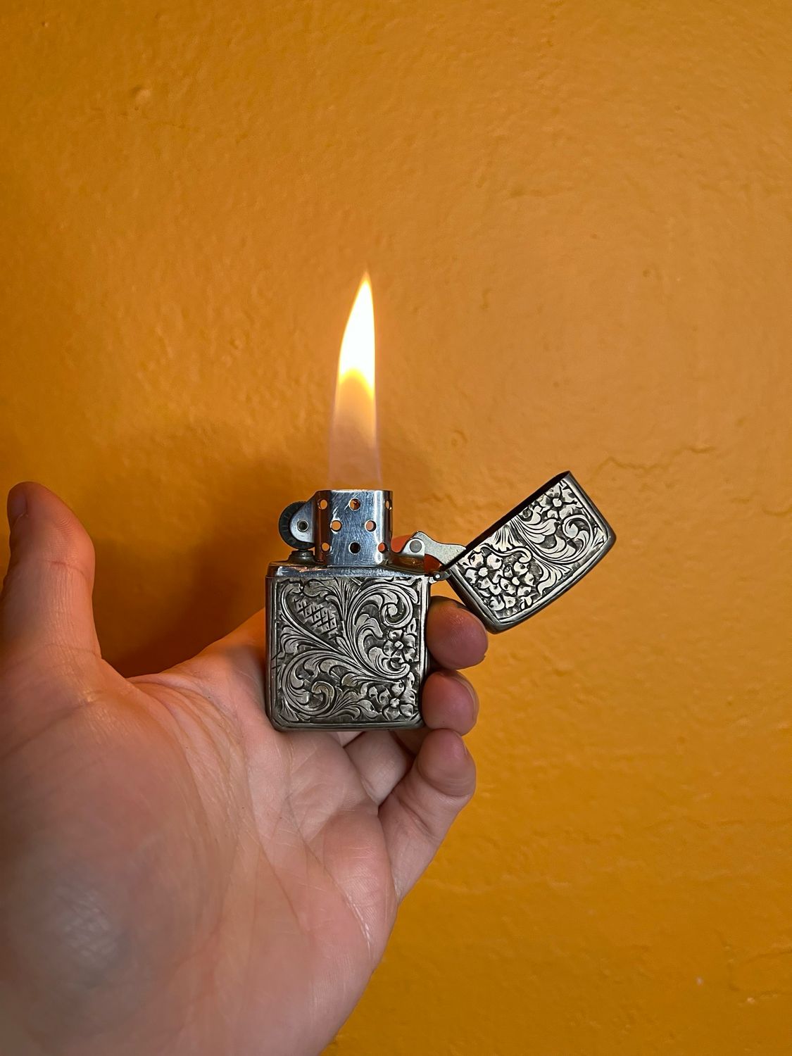 800 Silver Made In Italy Filigree Zippo Lighter
