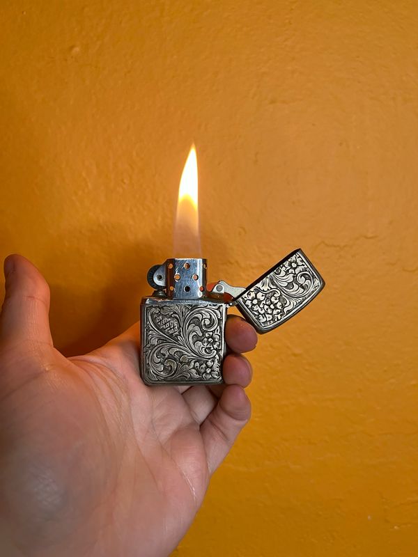 800 Silver Made In Italy Filigree Zippo Lighter